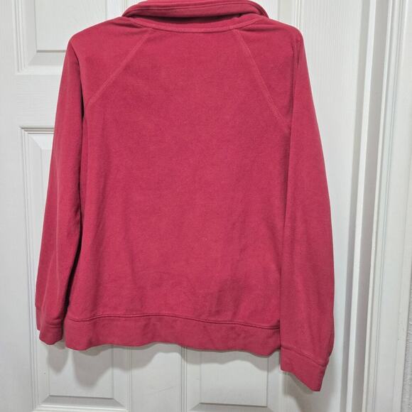 L.L. Bean Pink Fleece Pullover Sweatshirt V-Neck Size Small - Picture 7 of 9
